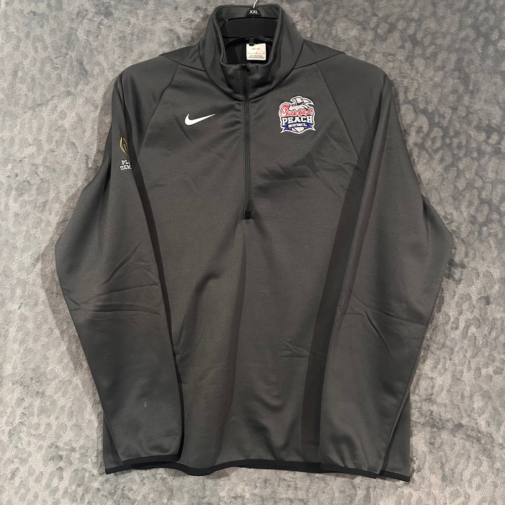 Nike Mens Chick-fil-A Peach Bowl Dri-FIT 1/4 Zip Pullover Gray Large